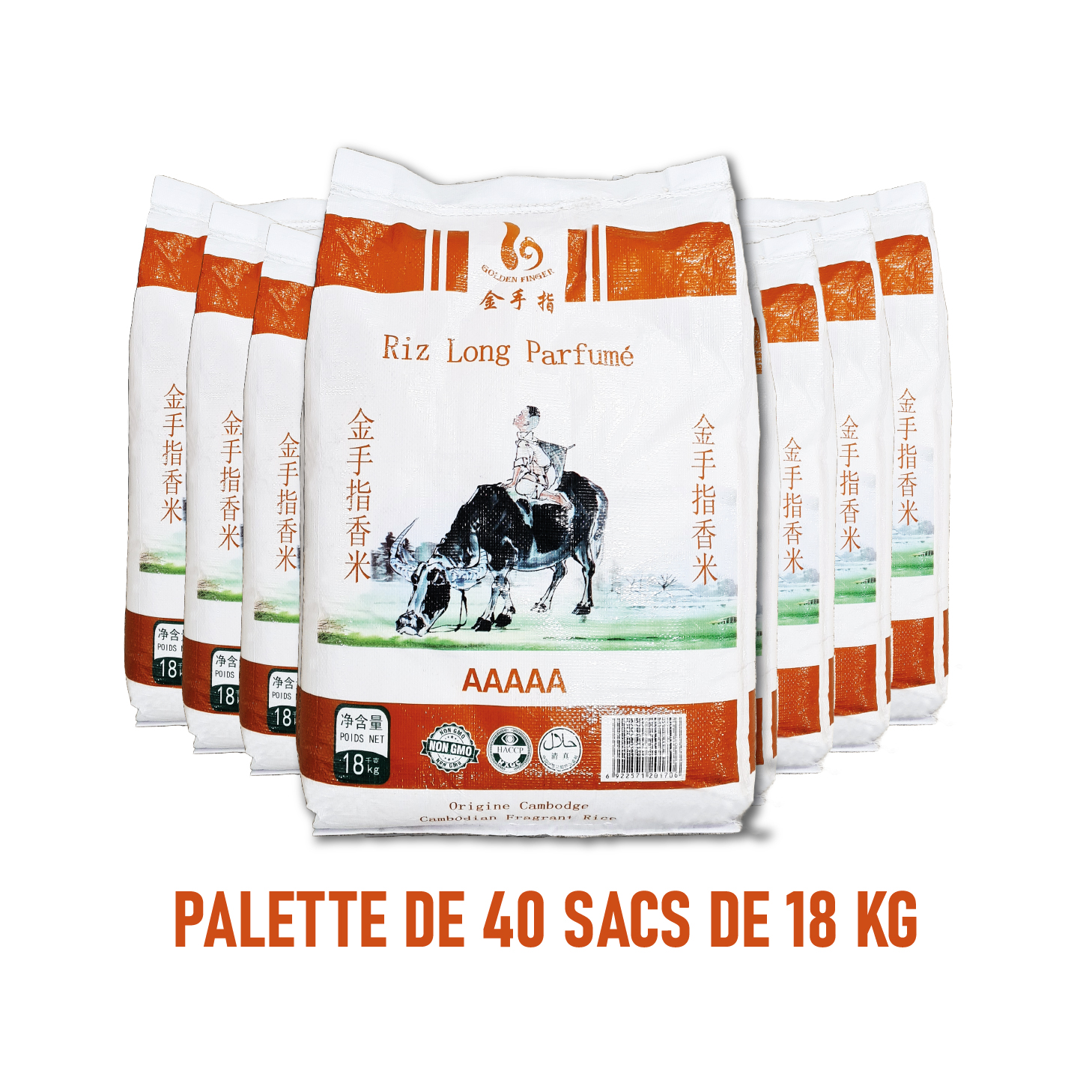 jsz40p 🔥HOT🔥 PALETTE DE RIZ LONG PARFUMÉ GOLDEN FINGER – 40 SACS DE 18 KG – Image 1